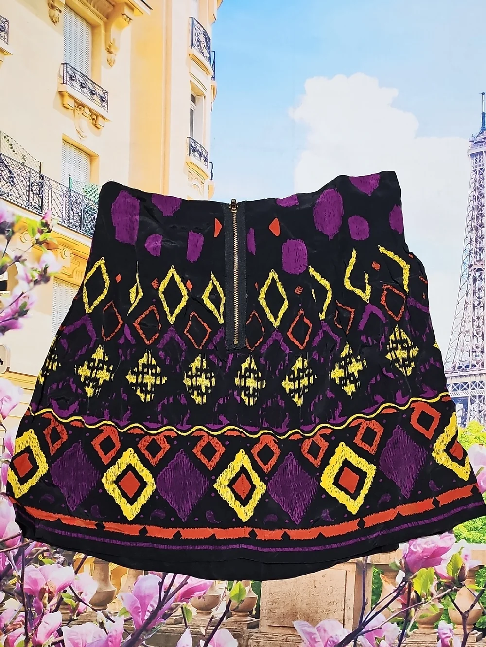 Dolce Vita Colorful Geometric Skirt Black Purple Printed A-Line Size Small - Picture 6 of 6